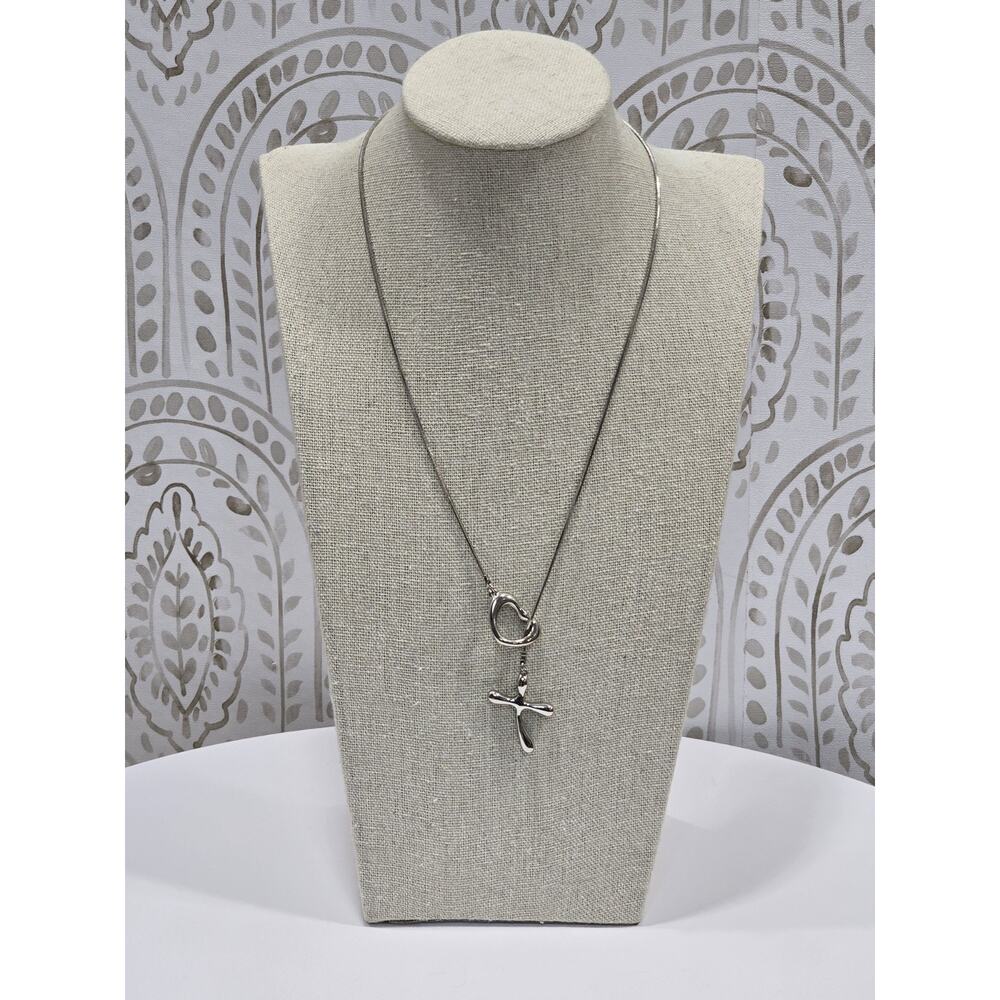 Token Of Love Heart Cross Intertwined Silver Chain Necklace Christian Agape - Picture 2 of 13